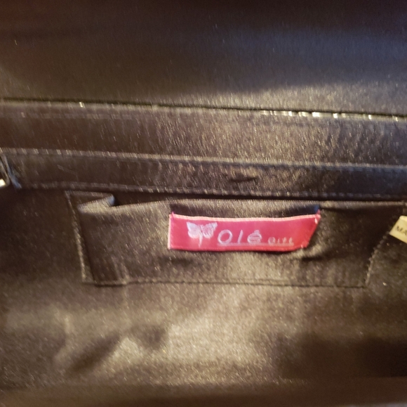 Ole Gift Evening Clutch Black Patent Leather with Alligator Embossing - Picture 3 of 5